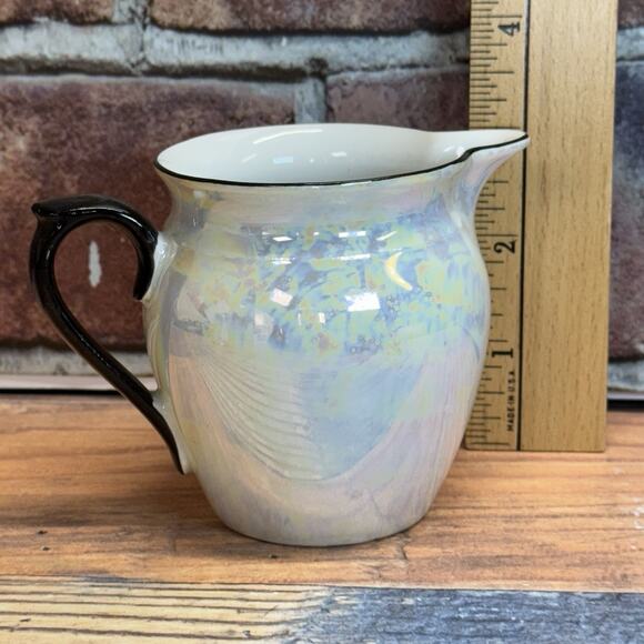VTG Union K Czechoslovakian Lusterware Pitcher Creamer Vase Art Deco Iridescent‎ - Picture 3 of 7